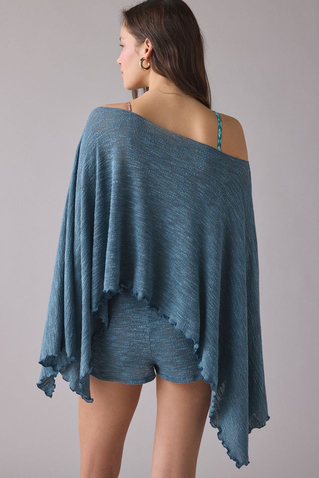 Out From Under Bella Swit Knit Cascading Off-The-Shoulder Poncho #1