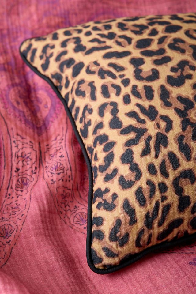 Leopard Patterned Crinkle Cotton Throw Pillow #1