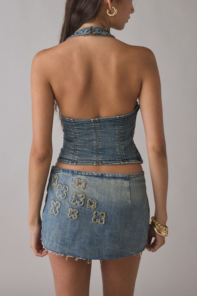 I.AM.GIA Fauna Low-Rise Denim Mini Skort | Urban Outfitters