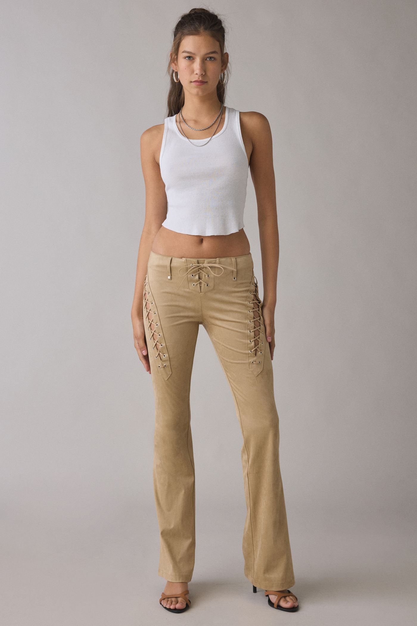 I.AM.GIA Xenia Lace-Up Faux Suede Flare Pants
