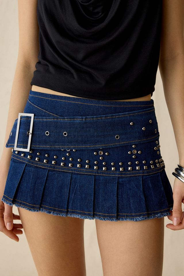 Mini-jupe plissée en denim à taille basse avec ceinture Mason I.AM.GIA #1