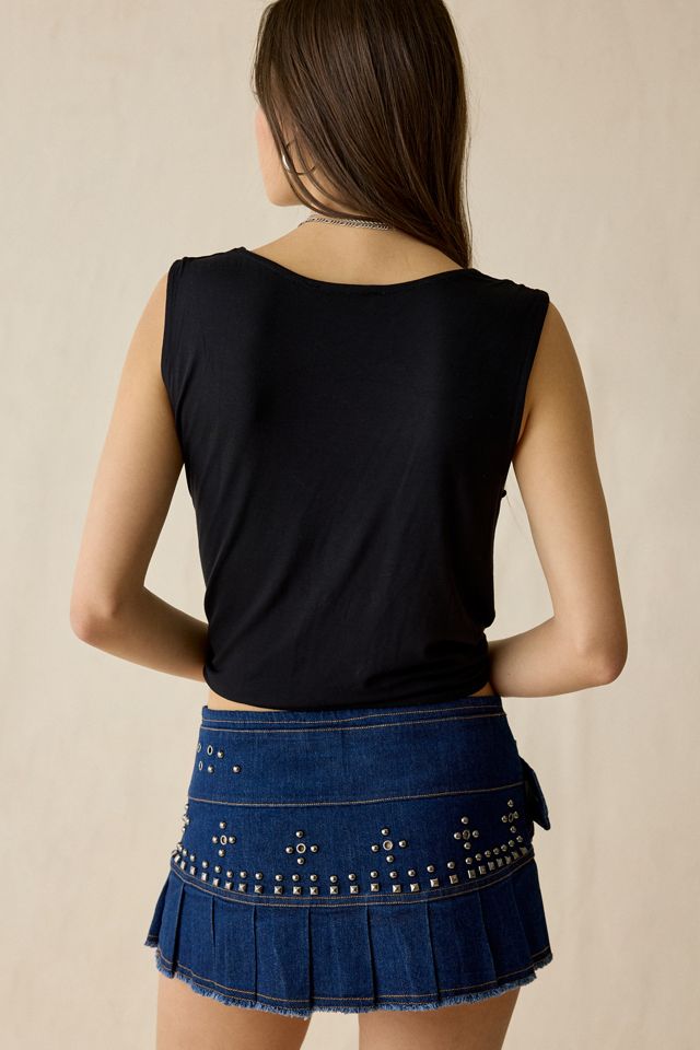 Mini-jupe plissée en denim à taille basse avec ceinture Mason I.AM.GIA #2