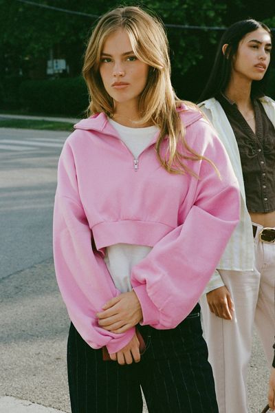 Out From Under Take It Easy Cropped Quarter Zip Pullover