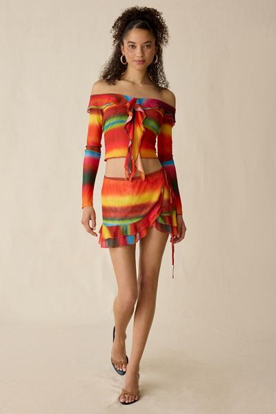 I.AM.GIA. Marishka Ruffle Mesh Wrap Mini Skirt