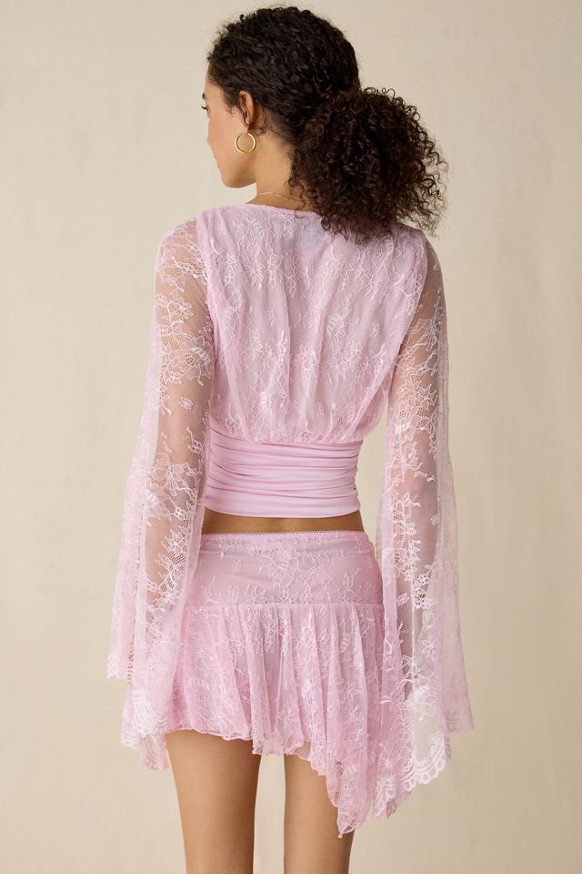 I.AM.GIA. Stevie Sheer Lace Bell Sleeve Crop Top #1