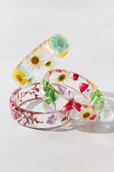 Bloom Flower Chunky Acrylic Bangle Bracelet