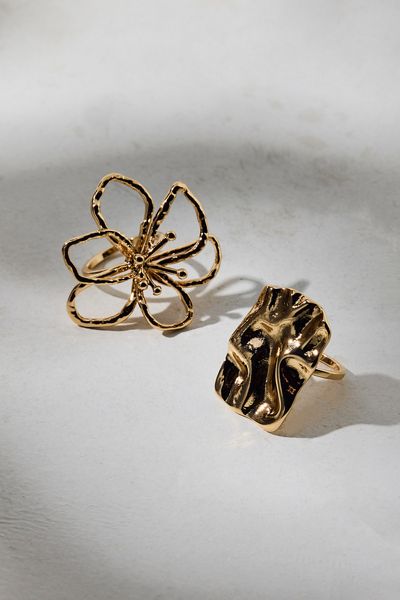 Bloom Flower Statement Rings Set