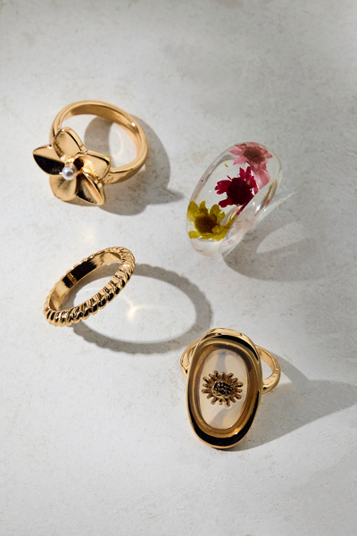 Bloom Flower Eclectic Ring Set