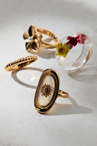 Bloom Flower Eclectic Rings Set