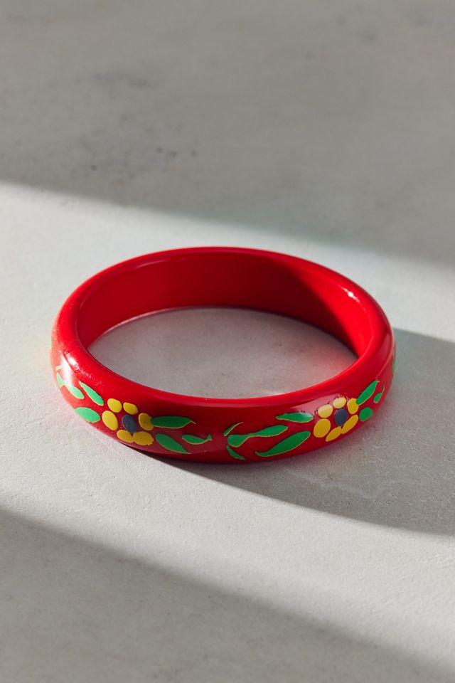 Dahlia Painted Floral Bangle Bracelet #1