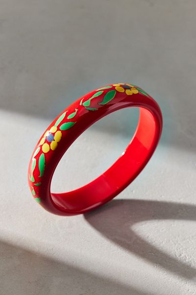 Dahlia Painted Floral Bangle Bracelet