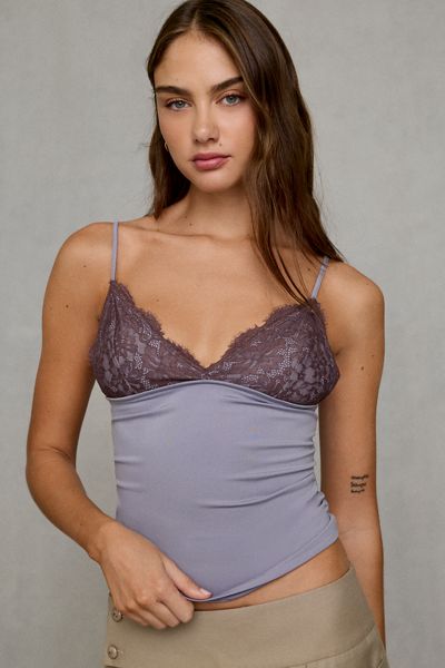 UO Date Night Lace Trim Cropped Cami