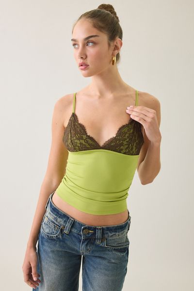 UO Date Night Lace Trim Cropped Cami