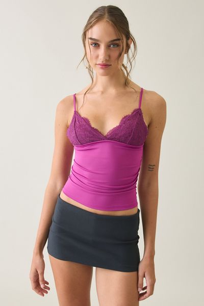 UO Date Night Lace Trim Cropped Cami