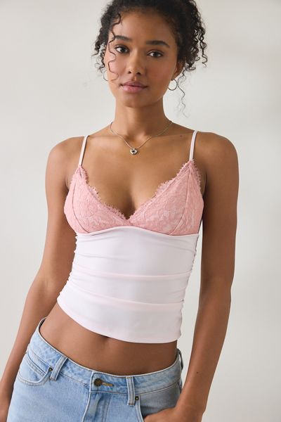 UO Date Night Lace Trim Cropped Cami