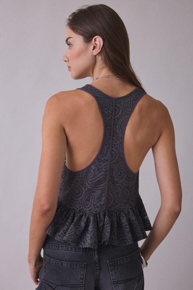 Débardeur à volants en dentelle transparente Lillie Kimchi Blue #2