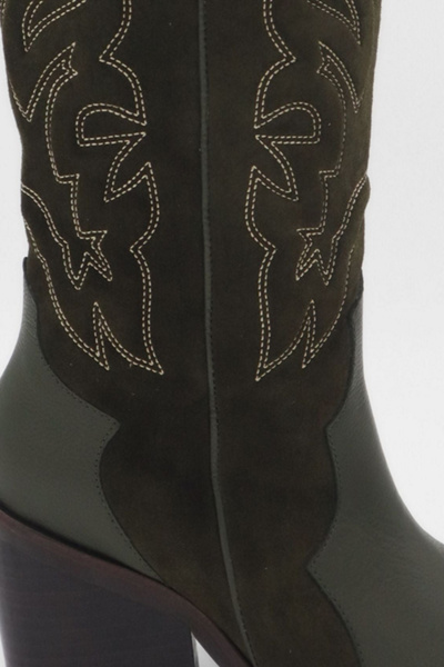 Stivali Getty Western Knee-High Tall Suede Leather Boots