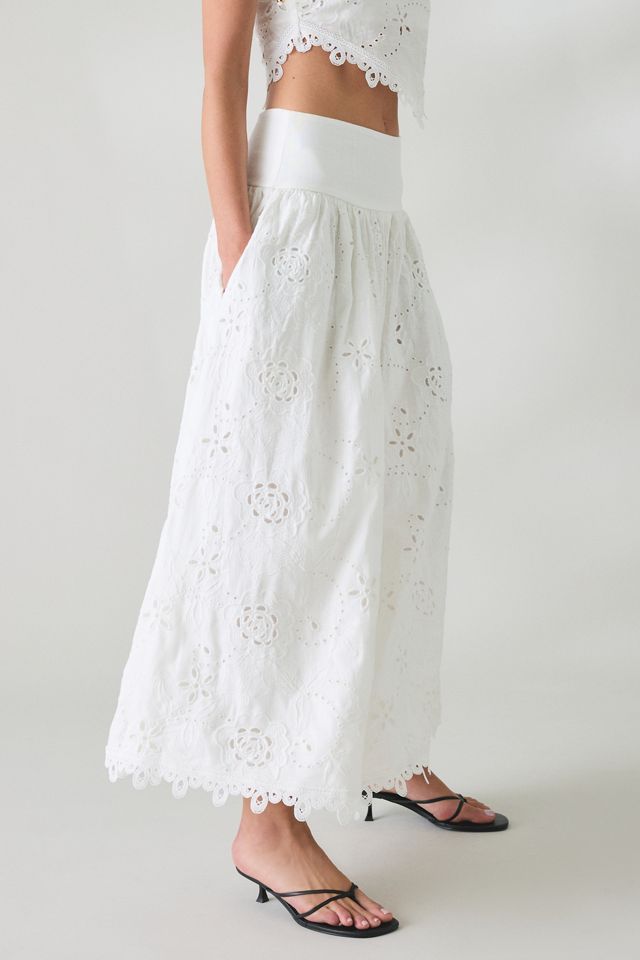 En Saison Analise Eyelet Lace Drop Waist Maxi Skirt #1