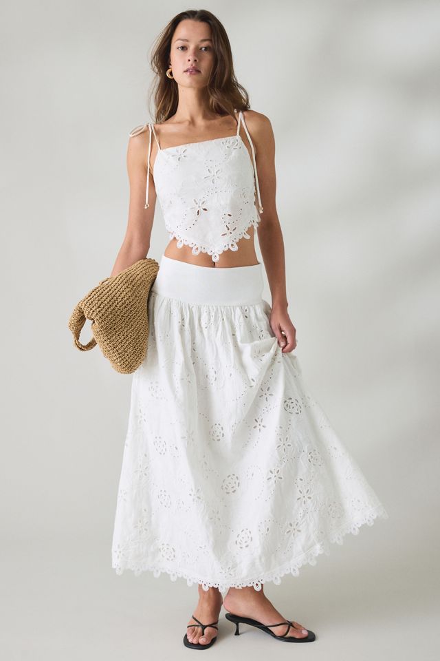 En Saison Analise Eyelet Lace Drop Waist Maxi Skirt #4