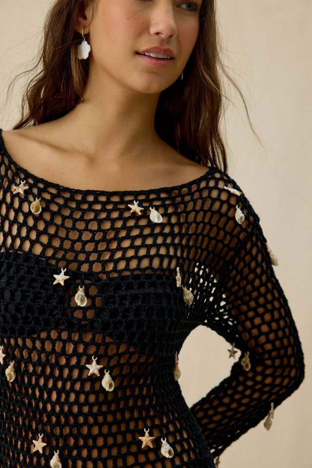 En Saison Dahlia Netted Crochet Long Sleeve Mini Dress #2