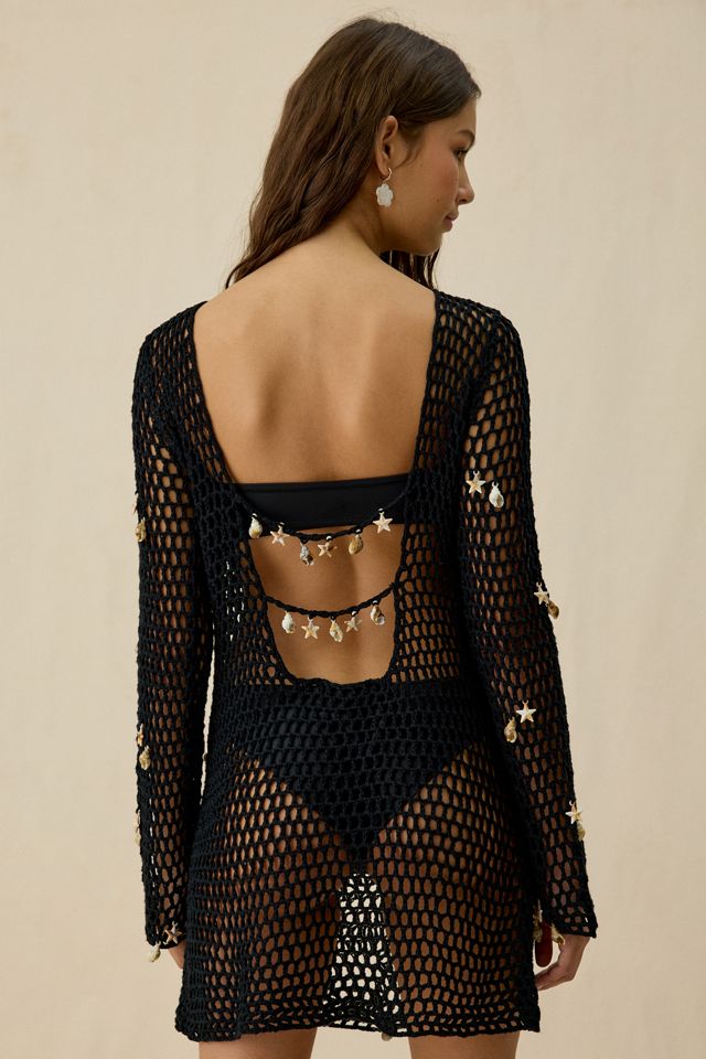 En Saison Dahlia Netted Crochet Long Sleeve Mini Dress #4