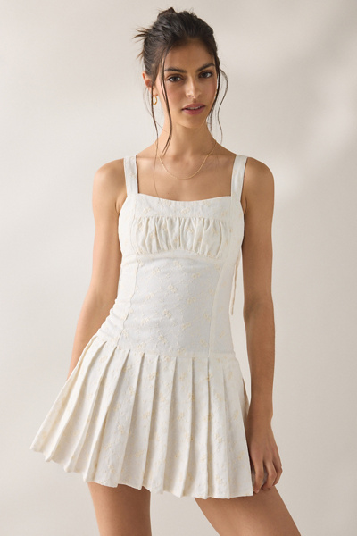 reina embroidered cotton mini dress EDIKTED Reina Embroidered Cotton Mini Dress - YELLOW - XL