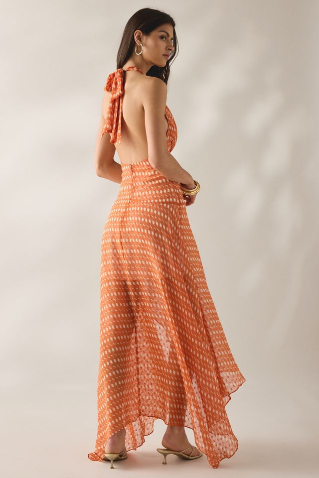 Jaquie The Label Lexi Asymmetric High-Low Halter Neck Maxi Dress #1