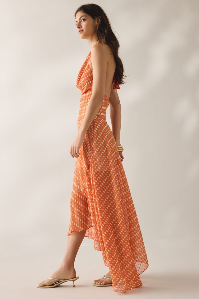 Jaquie The Label Lexi Asymmetric High-Low Halter Neck Maxi Dress #3