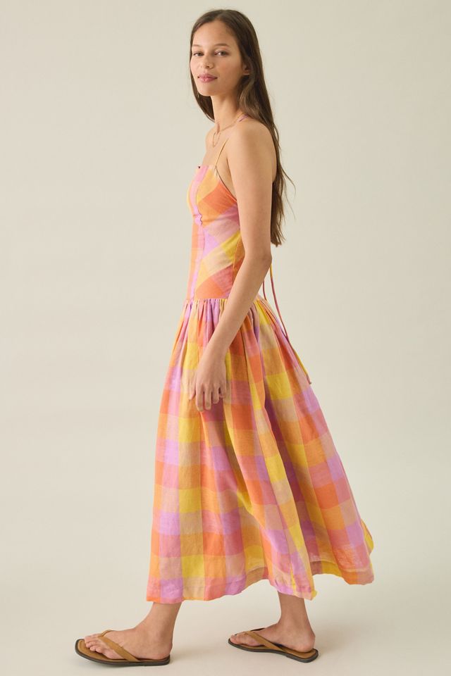 Jacquie The Label Juna Check Drop Waist Midi Dress #3