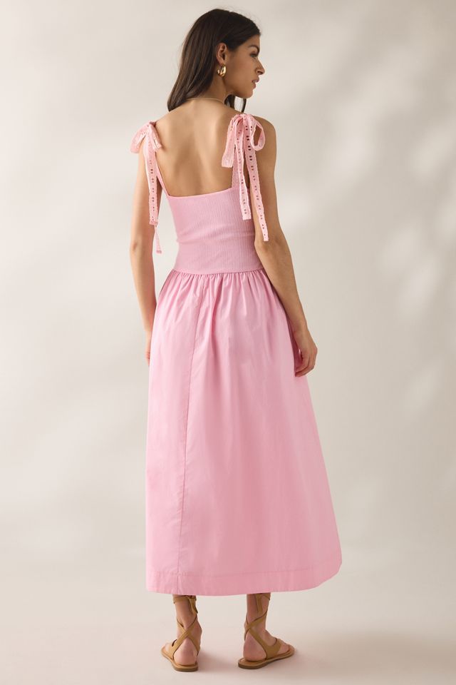 Jacquie The Label Ellie Mixed Media Tie-Strap Midi Dress | Urban