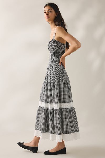 Jacquie The Label Emmie Gingham Milkmaid Maxi Dress