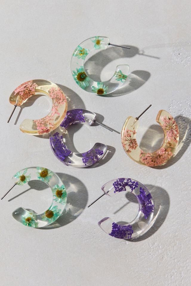 Bloom Flower Chunky Acrylic Hoop Earrings #1
