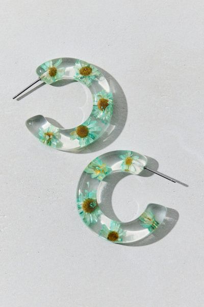 Bloom Flower Chunky Acrylic Hoop Earrings