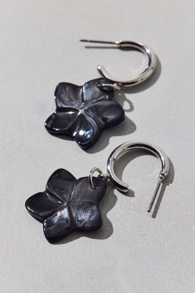 Bloom Flower Charm Hoop Earrings #1