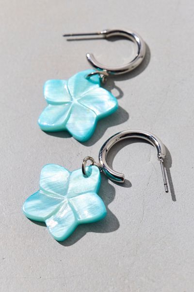 Bloom Flower Charm Hoop Earrings