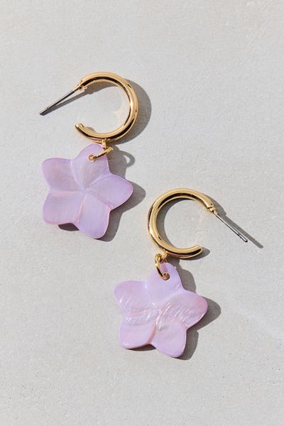 Bloom Flower Charm Hoop Earrings