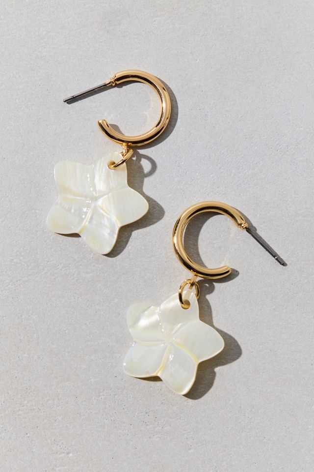 Bloom Flower Charm Hoop Earrings #1