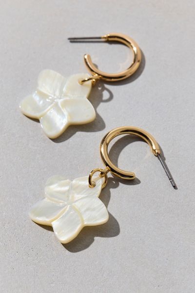 Bloom Flower Charm Hoop Earrings