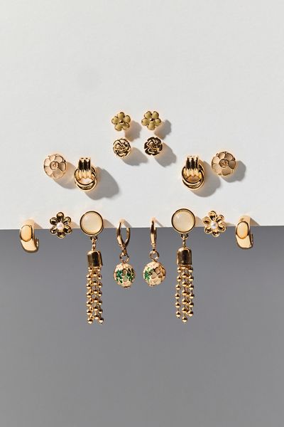 Bloom Flower Enameled Multi Earrings Set