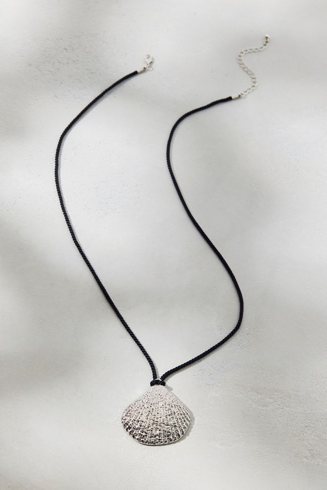 Positano Metal Shell Pendant Corded Necklace #1