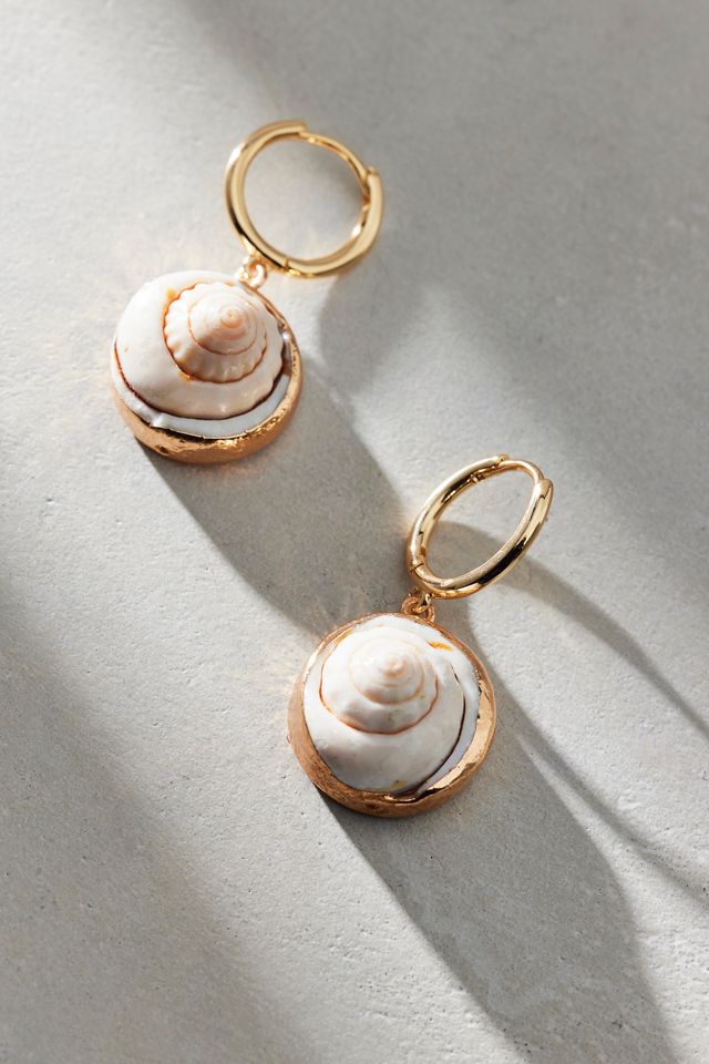 Dipped Shell Mini Hoop Earrings #1