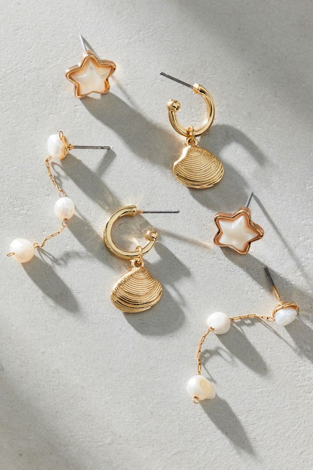 Pearls & Stars Earrings Set #1