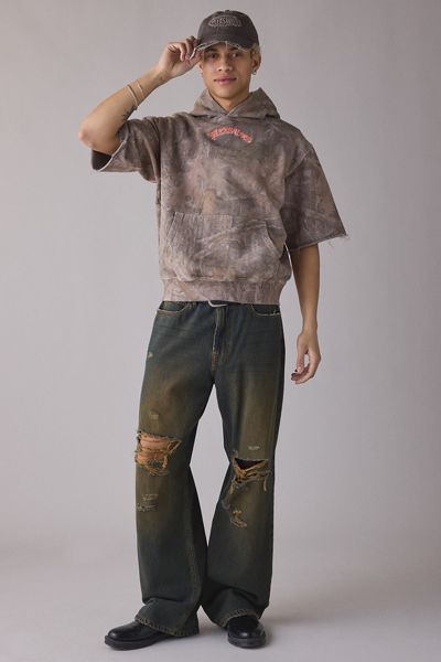 PLEASURES Camo Cutoff Hoodie Sweatshirt