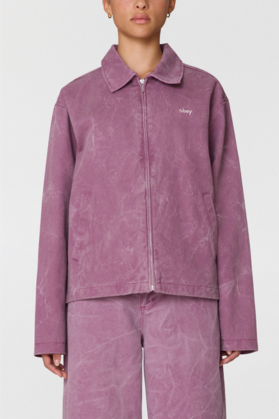 Obey Donovan Tulip Wrinkle Wash Zip-front Chore Jacket In Purple, Women's At Urban Outfitters