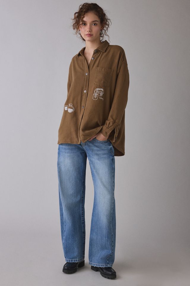 OBEY Delight Embroidered Oversized Long Sleeve Button-Down Shirt #3
