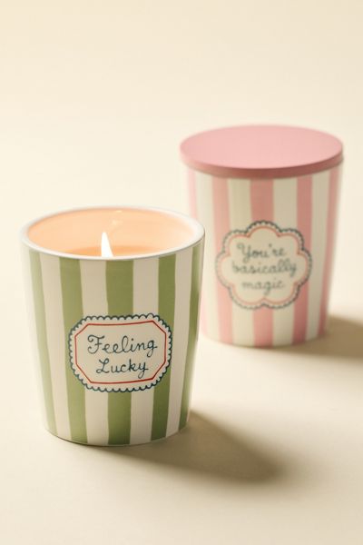 Striped Ceramic 7 oz Scented Candle