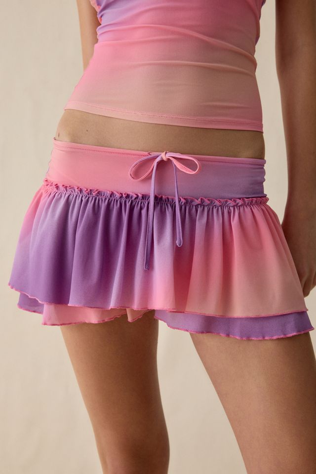 Out From Under Blossom Tiered Ruffle Trim Mesh Mini Skort #1