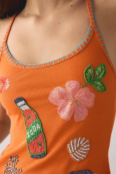 Kimchi Blue Pearl Tide Beaded Graphic Cami