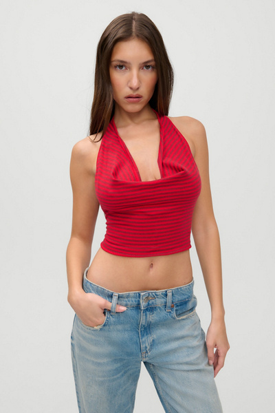 Frankies Bikinis X Jennie Kim Halterneck Top In Burgundy