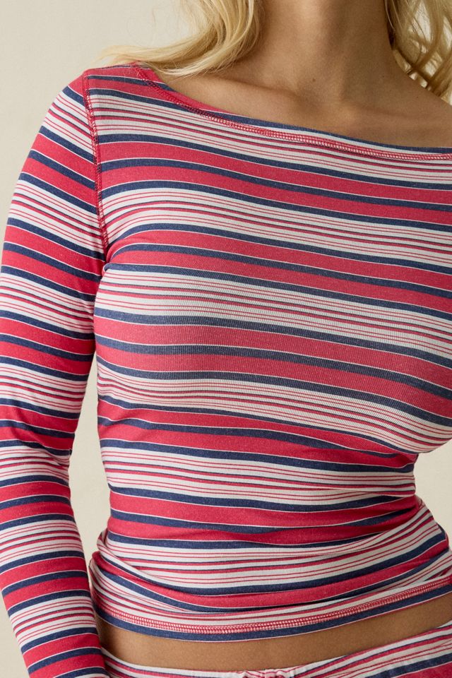 Frankies Bikinis X JENNIE Sophie Lightweight Jersey Knit Long Sleeve Boatneck Top #1